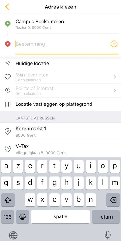 Rit boeken in de Taxi.eu app